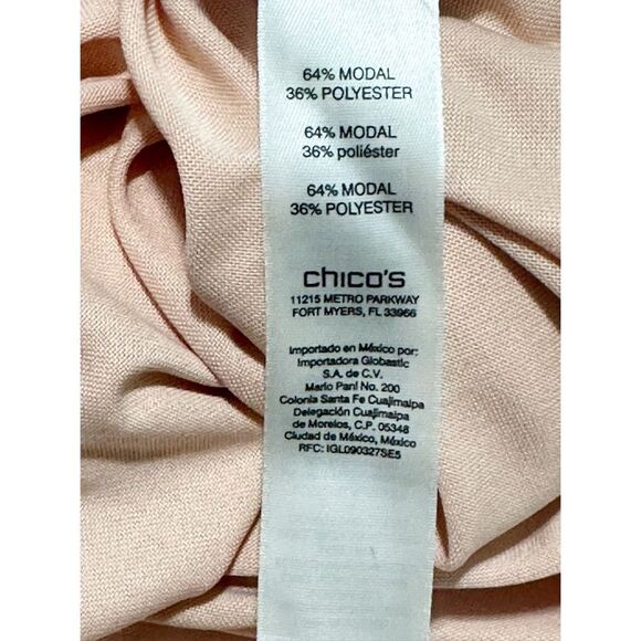 Chico's Cut Out Gold Bar 3/4 Sleeve‎ Stretch Pullover Top Tea Pink Size 1 Medium - Picture 10 of 12